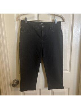 D Jeans Womens 6 Mid Rise Capri Denim Black Jeans black pocket rhinestones see